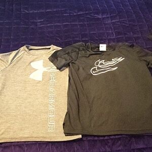 Under Armour and Nike Kids' Gray and Black T-Shirts Bundle